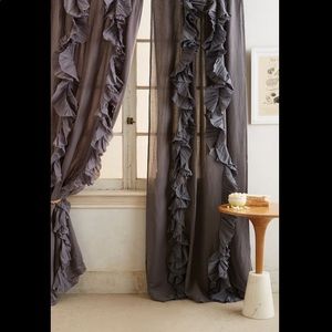 Anthropologie Wandering Pleats Curtain Drapes Grey